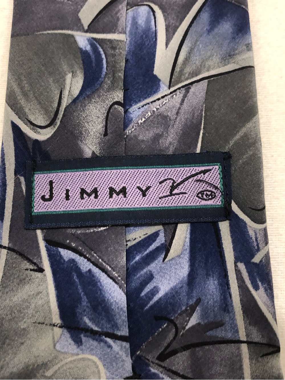 Jimmy V Blue Gray Abstract Silk Tie